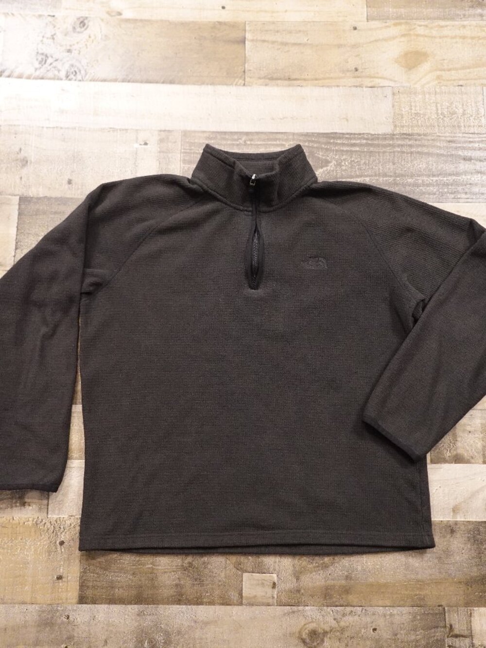 The North Face Waffle Fleece Quarter Zip Pullover Men's Large Gray Outdoor